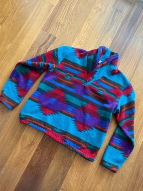 VINTAGE Blue Aztec Pullover SWEATSHIRT PATAGONIA mountain fleece Columbia